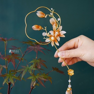 虫子家 玉兰小扇 时尚国风新娘手工饰品 古风小团扇设计师款2280a