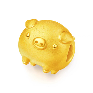 周大福小金猪飞天猪转运珠黄金吊坠