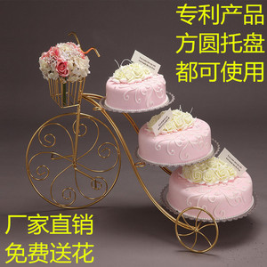欧式新款创意铁艺蛋糕架子自行车生日婚庆婚礼三层多层甜品展示台