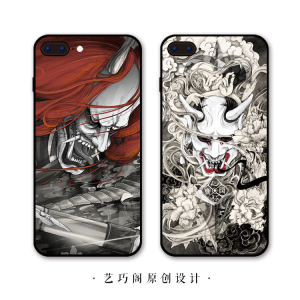 纹身日本般若鬼怪iphone6s苹果7 plus男霸气手机壳硬软保护套个性