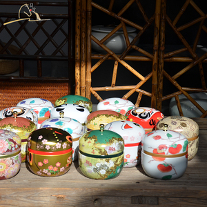 茶叶罐 日本原装进口马口铁皮抹茶罐 铁盒茶盒 储存茶叶密封罐