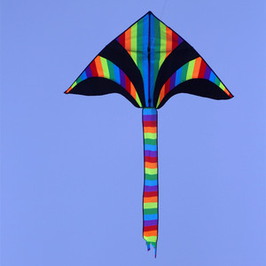 潍坊风筝2米黑头彩尾 七彩彩虹三角现代儿童风筝包邮