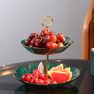 玻璃双层果盘现代创意水果盘干果盘家用客厅茶几钥匙收纳托盘摆件