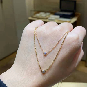 cartier/卡地亚 4/9/18分18k玫瑰金 镶钻单钻飞碟 锁骨链 项链 女