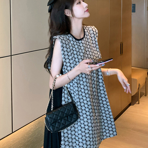 sandro asw名媛小香风无袖连衣裙女夏季法式高级感小个子气质短裙
