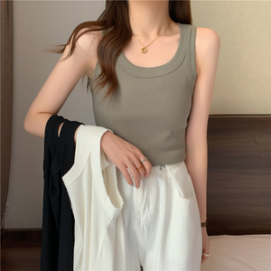 防走光螺纹吊带背心女宽肩带大码胖mm秋冬内搭打底外穿显瘦上衣冬