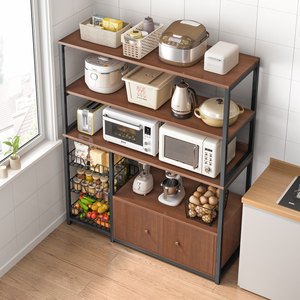 厨房柜子储物柜多层落地烤箱微波炉架子置物架多功能家用收纳橱柜