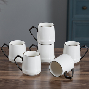 陶瓷小茶杯简约现代水具套黑白色客厅水杯过滤茶壶可装开水耐高温