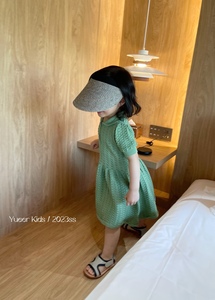 yueer|23夏季新款女童宝宝法式镂空棉针织短袖连衣裙透气凉爽洋气