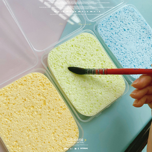 美术水彩绘画海绵盒装保湿专用水粉笔强力魔力吸水海绵洗笔吸笔