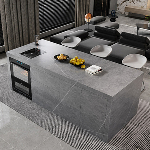 岩板岛台餐桌一体小户型多功能水槽家用厨房单独吧台轻奢定制导台