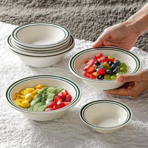 密胺仿瓷绿线条甜品碗网红糖水碗冰粉碗斑斓河粉碗冰沙刨冰碗餐具