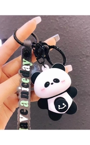 创意熊猫钥匙扣硅胶手腕绳饰品背包小挂件男女通用送友人四川纪念