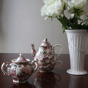 胖兔美家出口欧洲满花优质陶瓷子母壶糖罐咖啡壶红茶壶