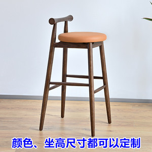 中式吧台椅子实木酒吧椅家用高脚椅简约吧凳餐厅中岛台吧椅吧台凳