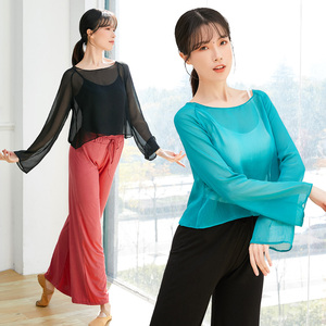 舞蹈服女夏季形体服装古典舞夏季黑色上衣宽松舞蹈裤薄练功服套装