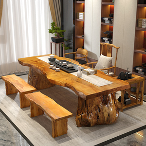 loft北欧实木餐桌原生态不规则办公桌会议桌原木桌大板实木餐桌椅