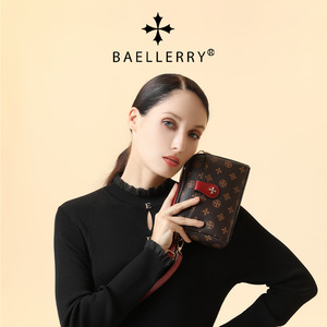 Baellerry2024年新款女士包袋欧美老花纹双拉链女包时尚斜挎肩包