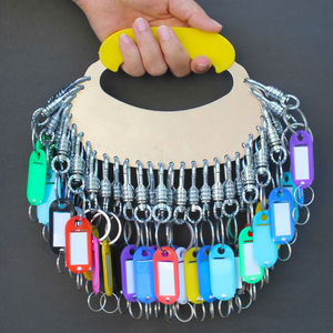 加厚不锈钢钥匙圈环锁匙收纳圆盘办公收租钥匙串板扣分类管理神器