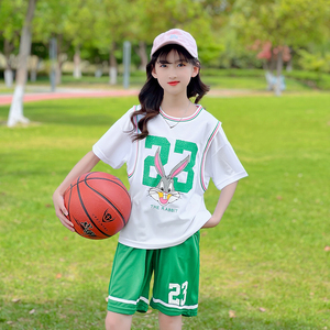 女童篮球服套装夏装2022新款韩版儿童女孩网红23号兔子球衣两件套