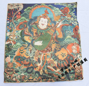 古玩收藏 密宗佛像 宗教 东方持国天王 四大天王 藏传佛教唐卡画