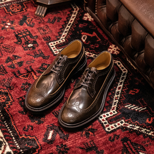 makers 日产 马臀皮horween 稀有色 低帮雕花皮鞋 full brogue