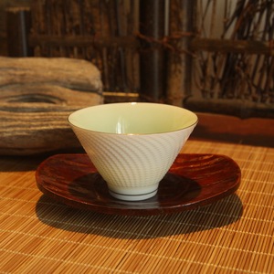 日式樱皮细工元宝形杯托木质大漆咖啡杯碟子创意杯垫包邮出口品质