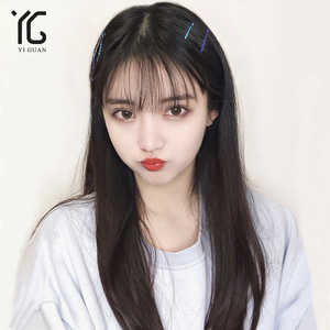 假发女长发自然全头套式真发发套空气刘海黑长直真人发丝假发女