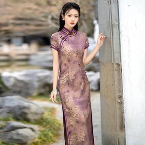高档旗袍长款春夏新款复古改良年轻款中国风日常连衣裙苏州正品