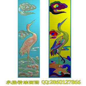 仙鹤灰度图松鹤精雕图竖版墓碑精雕图石材雕刻图jdp文件bmp浮雕图