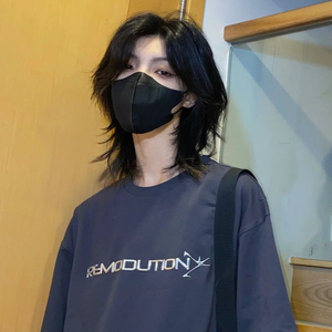 狼尾假发女短发日系鲻鱼头中性风万用男生武士头发型自然全头套式