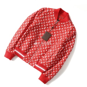 【现货】17ss lv supreme louis vuitton sup 联名 红 皮衣 夹克
