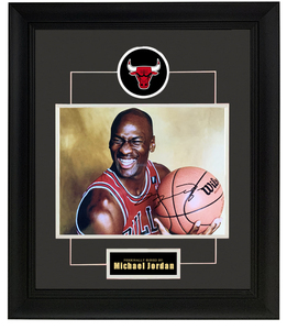 迈克尔乔丹 亲笔签名照片含sa证书 裱框michael jordan