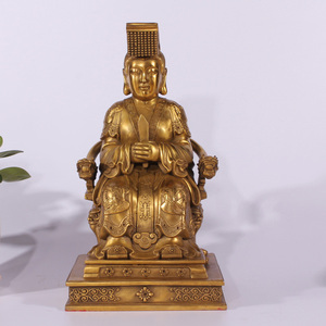 铜王母娘娘摆件 黄铜王母娘娘铜雕塑像家居装饰品摆设工艺品铜像