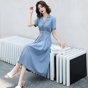 夏季玖姿女装官方旗舰店对白同款适合25-30-35-40岁大码连衣裙子