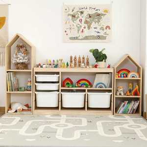 韩式实木儿童玩具收纳架大容量书架置物架储物柜儿童房组合收纳柜
