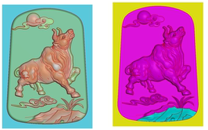 生肖 牛牌子 牛气冲天 精雕图 浮雕玉雕灰度图 电脑雕刻图bmpjdp