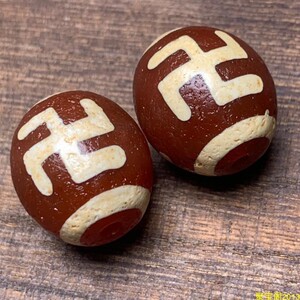 藏传天然风化老玛瑙红肉高油包浆卍万字老天珠圆珠散珠佛珠手串