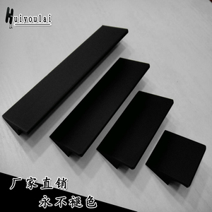 简约现代黑色实心橱柜衣柜门拉手 黑色拉丝色抽屉拉手