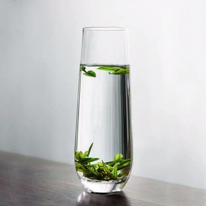 新款绿茶杯细高玻璃杯猴魁茶楼专用耐热家用日式透明水子杯泡茶杯