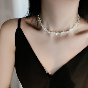 巴洛克风天然珍珠颈链女2021年新款潮短款项链气质锁骨链小众饰品