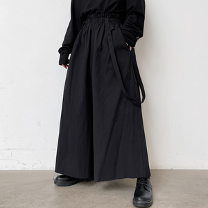 山本耀司风格日系暗黑宽松大码九分裤裙裤阔腿裤日本武士裤男裤子