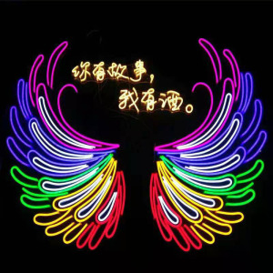 led霓虹灯发光字定制酒吧装饰ins背景墙翅膀门头招牌字母logo定做