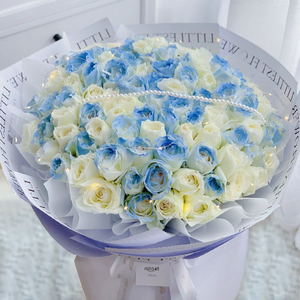 碎冰蓝玫瑰花束送女友鲜花速递全国同城配送北京广州上海生日花店