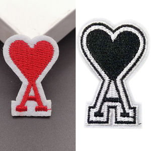ami刺绣爱心桃心a字母卫衣t恤logo小标布贴品牌百搭时尚贴花补丁