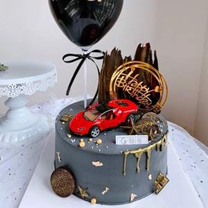 生日汽车蛋糕装饰红色法拉利跑车模型超跑男神女神甜品摆件