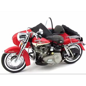 富兰克林 1:10 1965年 哈雷大滑翔 三轮跨斗摩托车模型送礼收藏