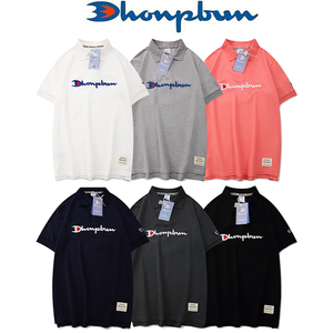 日版卖萌冠军草写刺绣logo短袖男女情侣装休闲polo衫夏基础t恤tee