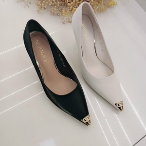 南王女鞋2021春新款高跟纯色尖头浅口女士套脚英伦百搭单鞋工作鞋