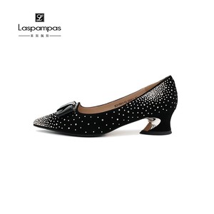 Laspampas/莱斯佩斯2023年新品专柜同款女鞋舒适羊京中跟花皮单鞋